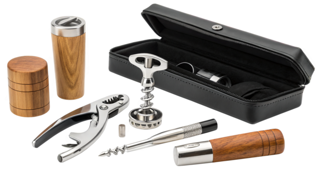 Elegant Wine Accessory Set with Corkscrew and Case