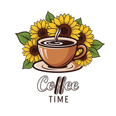 Aesthetic Floral International Coffee day with Flowers and Coffee time Text