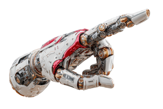 Detailed view of a mechanical hand pointing