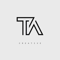TA Creative Letter Logo – Minimal Line Monogram in Black Outline for Modern Branding Identity Design.