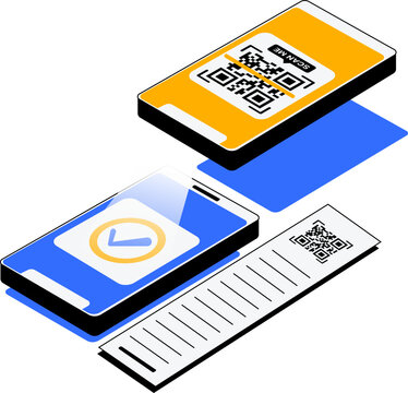 Smartphones displaying validated and invalid QR codes with a digital receipt, illustrating mobile payment and ticket verification processes.