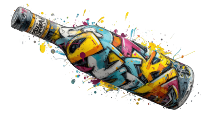 Vibrant bottle with graffiti-style design