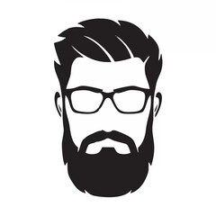 Bearded Man Silhouette Vector...
