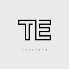TE Creative Letter Logo – Minimal Line Monogram in Black Outline for Modern Branding Identity Design.