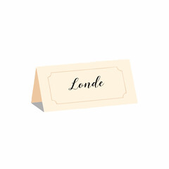 Table tent card with “Londe” name in elegant font  