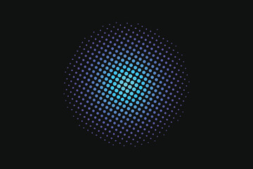 Blue-Purple Gradient Halftone Circle on Black
