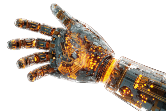 Detailed view of a futuristic robotic hand