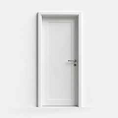 Blank white door on a white wall