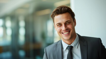 Businessman in office,modern interior background,copy space concept,mockup template.