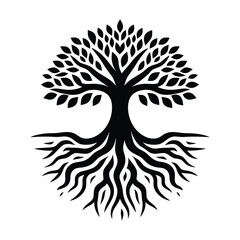 Tree with Roots and Branches Nature Vector Illustration