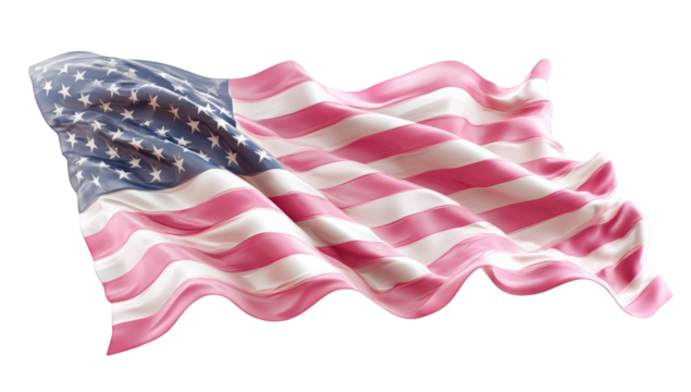 A digitally rendered US flag, waving in the wind