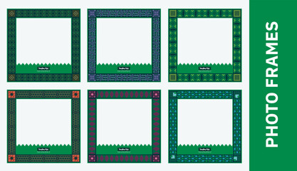 Saudi National Day 95 Photo Frames all Vector Template -Gift Card with Logo- 2025 New Logo- Illustration Template Design Vector Vertical Banner and Sticker with Arabic Calligraphy and Tree Motif