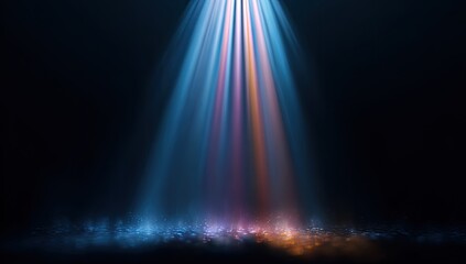 Colorful stage lights illuminating a dark space