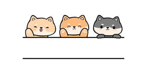 name frame with cute cartoon shiba inu japan dog decorative