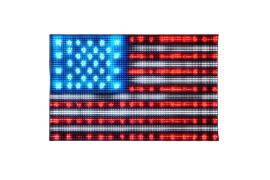 Digital American flag, vibrant LED display