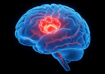 Illuminated Brain Tumor Medical Illustration