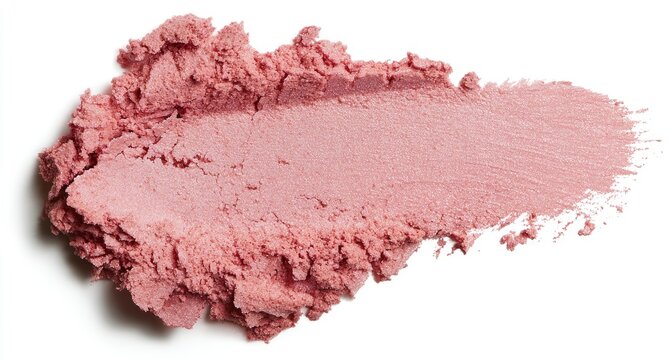 Dusty rose blush powder smear on white