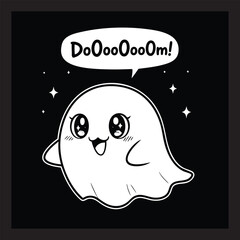 Cute Kawaii Ghost Saying 