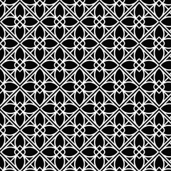 Black and White Islamic Geometric Floral Seamless Pattern Design