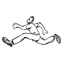 Man running hand drawn line art sketch vector illustration isolated