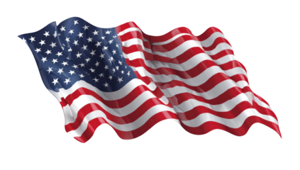 A digitally rendered image of a waving American flag