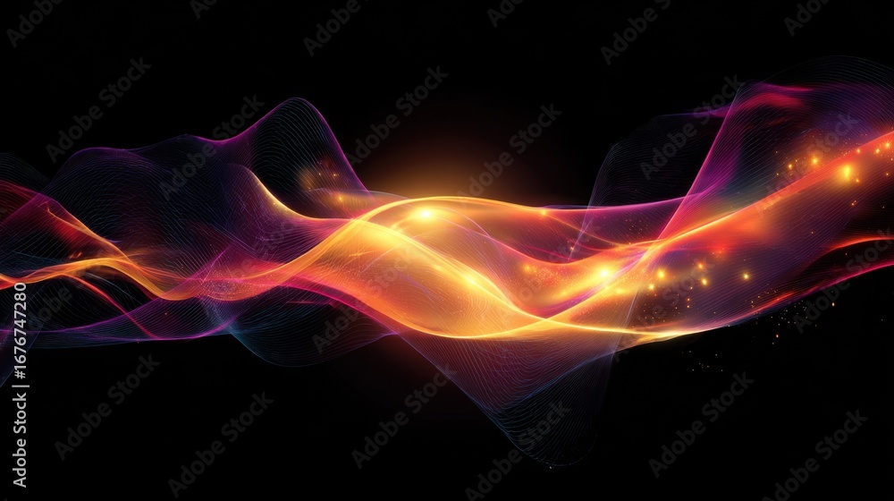 Poster vibrant flowing waves of light and color abstract background for creative design projects