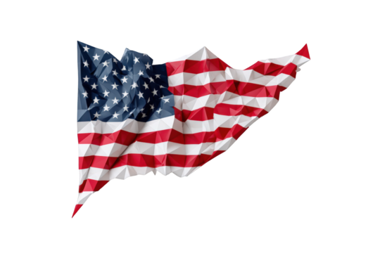 Crumpled American flag, polygon design