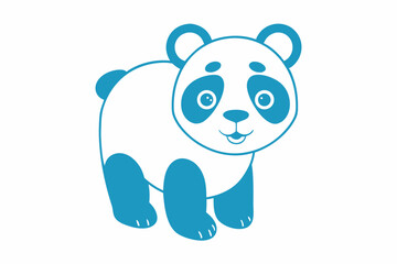 Fototapeta premium Cute Blue and White Panda Bear Standing with White Background