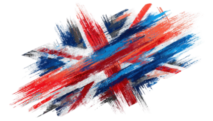 Abstract British flag design with brushstrokes