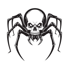 Scary Skull Spider Monster Silhouette - Halloween Horror Creature