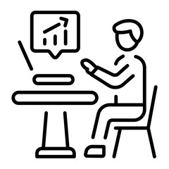 A line style icon showing a trading process
