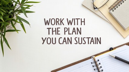 Fototapeta premium Conceptual workspace with inspirational quote and planning materials