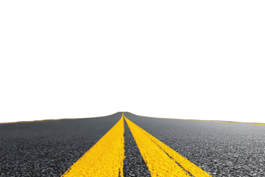 Two lanes of asphalt road extending into the distance