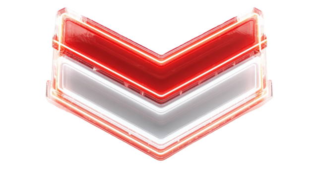 Neon red and white arrow graphic - Powered by Adobe