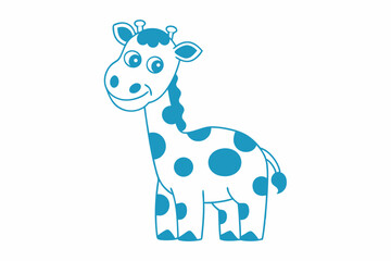 Cartoonish Giraffe Outline, Teal Spots, Smiling Face, White Background
