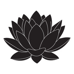 Black Lotus Flower Silhouette - Yoga and Spa Icon