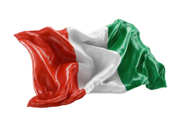 A vibrant, digitally rendered flag billowing in the wind