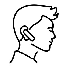 A line style icon representing a smart earpiece 