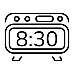 A line style icon showing a digital clock display