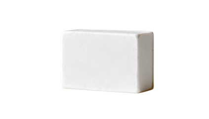 Rectangular bar of solid, light-gray soap
