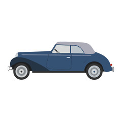Fototapeta premium Vintage Blue Convertible Car Vector - Classic Retro Automobile or Coupe Vehicle