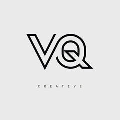 VQ Creative Letter Logo &ndash; Minimal Line Monogram in Black Outline for Modern Branding Identity Design.