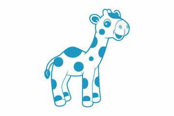 Cartoon Giraffe with Blue Spots on White Background