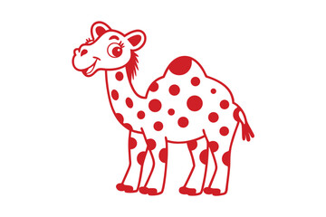 Cartoon Camel with Red Spots on White Background Mascot Design