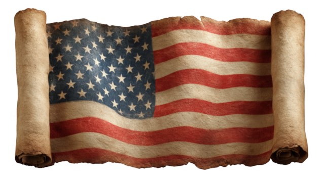 Aged American flag on a scroll (1)