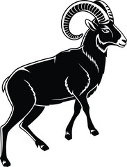 Obraz premium ram black silhouette vector, artwork illustration 