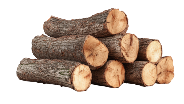 Stack of logs against a plain black background