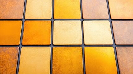 Abstract Background of Square Tiles in Various Shades of Yellow and Gold for Design and Art Projects
