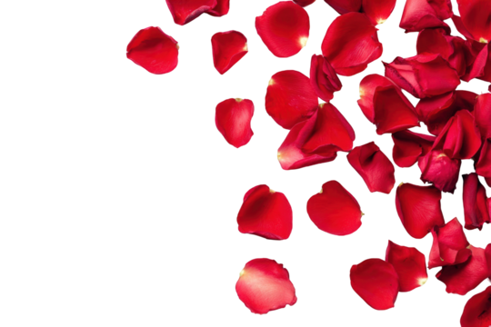 Rose petals scattered against a black background