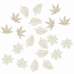 Fototapeta premium Composizione di foglie d'autunno in legno da colorare 